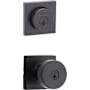 Kwikset Pismo (Square Rosette) Knob and 158 Deadbolt Combo Pack with SmartKey Matte Black