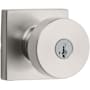 Kwikset Pismo Single Cylinder Keyed Entry Door Knob Set with Square Rose and SmartKey Satin Nickel
