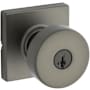 Kwikset Pismo Single Cylinder Keyed Entry Door Knob Set with Square Rose and SmartKey Gun Metal