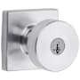 Kwikset Pismo Single Cylinder Keyed Entry Door Knob Set with Square Rose and SmartKey Satin Chrome