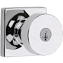 Kwikset Pismo Single Cylinder Keyed Entry Door Knob Set with Square Rose and SmartKey Polished Chrome