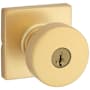 Kwikset Pismo Single Cylinder Keyed Entry Door Knob Set with Square Rose and SmartKey Satin Brass
