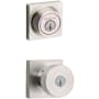 Kwikset Pismo (Square Rosette) Knob and 660 Deadbolt Combo Pack with SmartKey Satin Nickel