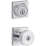 Kwikset Pismo (Square Rosette) Knob and 660 Deadbolt Combo Pack with SmartKey Satin Chrome