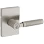 Kwikset Prava Single Cylinder Keyed Entry Lever Set with Knurled Handle and Rectangle Rose Featuring SmartKey Satin Nickel