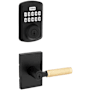 Kwikset Prava Single Cylinder Lever Set and Powerbolt Electronic Keypad Deadbolt Combo Pack with SmartKey Matte Black / Satin Brass