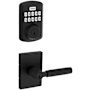 Kwikset Prava Single Cylinder Lever Set and Powerbolt Electronic Keypad Deadbolt Combo Pack with SmartKey Matte Black