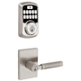 Kwikset Prava Single Cylinder Lever Set and Aura Electronic Keypad Deadbolt Combo Pack with SmartKey Satin Nickel