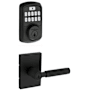 Kwikset Prava Single Cylinder Lever Set and Aura Electronic Keypad Deadbolt Combo Pack with SmartKey Matte Black