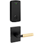 Kwikset Prava Single Cylinder Lever Set and Halo Electronic Touchscreen Deadbolt Combo Pack with SmartKey Matte Black / Satin Brass