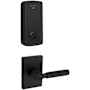 Kwikset Prava Single Cylinder Lever Set and Halo Electronic Touchscreen Deadbolt Combo Pack with SmartKey Matte Black