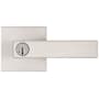 Kwikset Singapore Single Cylinder Keyed Entry Door Lever Set with Square Rose and SmartKey Satin Nickel