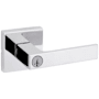Kwikset Singapore Single Cylinder Keyed Entry Door Lever Set with Square Rose and SmartKey Polished Chrome