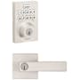 Kwikset Singapore Single Cylinder Keyed Entry Lever Set and Electronic Keyless Entry Deadbolt Combo Pack with SmartKey from the Home Connect Collection Satin Nickel