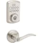 Kwikset Sedona Single Cylinder Lever Set and Powerbolt Electronic Keypad Deadbolt Combo Pack with SmartKey Satin Nickel