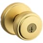 Kwikset Sora Single Cylinder Keyed Entry Door Knob Set with Round Rose and SmartKey Satin Brass