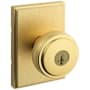 Kwikset Sora Single Cylinder Keyed Entry Door Knob Set with Rectangle Rose and SmartKey Satin Brass