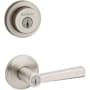 Kwikset Trafford Single Cylinder Keyed Entry Lever Set and Milan Deadbolt Combo Pack with SmartKey Satin Nickel