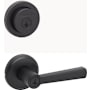 Kwikset Trafford Single Cylinder Keyed Entry Lever Set and Milan Deadbolt Combo Pack with SmartKey Matte Black