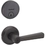 Kwikset Trafford Single Cylinder Keyed Entry Lever Set and Uptown Deadbolt Combo Pack with SmartKey Venetian Bronze