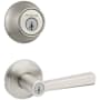 Kwikset Trafford Single Cylinder Keyed Entry Lever Set and 660 Series Deadbolt Combo Pack with SmartKey Satin Nickel