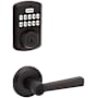 Kwikset Trafford Single Cylinder Lever Set and Powerbolt Electronic Keypad Deadbolt Combo Pack with SmartKey Venetian Bronze