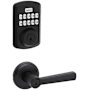 Kwikset Trafford Single Cylinder Lever Set and Powerbolt Electronic Keypad Deadbolt Combo Pack with SmartKey Matte Black