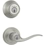 Kwikset Tustin Single Cylinder Keyed Entry Lever Set and Deadbolt Combo with SmartKey from the 660 Series Satin Nickel
