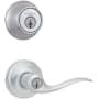 Kwikset Tustin Single Cylinder Keyed Entry Lever Set and Deadbolt Combo with SmartKey from the 660 Series Satin Chrome