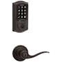 Kwikset Tustin Keyed Entry Lever Set and Electronic Keyless Entry Deadbolt Combo Pack with SmartKey from the SmartCode Deadbolts Touchscreen Collection Venetian Bronze