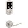 Kwikset Tustin Keyed Entry Lever Set and Electronic Keyless Entry Deadbolt Combo Pack with SmartKey from the SmartCode Deadbolts Touchscreen Collection Satin Nickel