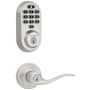 Kwikset Tustin Single Cylinder Keyed Entry Lever Set and Electronic Keyless Entry Deadbolt Combo Pack with SmartKey from the Halo Collection Satin Nickel