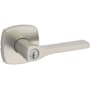 Kwikset Tripoli Single Cylinder Keyed Entry Door Lever Set with Square Rose and SmartKey Technology Satin Nickel