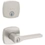 Kwikset Tripoli Single Cylinder Keyed Entry Lever Set and Deadbolt Combo with SmartKey from the Midtown Collection Satin Nickel