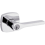 Kwikset Tripoli Single Cylinder Keyed Entry Door Lever Set with Square Rose and SmartKey Technology Polished Chrome