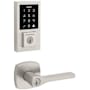 Kwikset Tripoli Keyed Entry Lever Set and Electronic Keyless Entry Deadbolt Combo Pack with SmartKey from the SmartCode Deadbolts Touchscreen Collection Satin Nickel