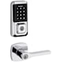 Kwikset Tripoli Single Cylinder Keyed Entry Lever Set and Electronic Keyless Entry Deadbolt Combo Pack with SmartKey from the Halo Collection Polished Chrome