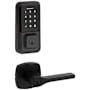 Kwikset Tripoli Single Cylinder Keyed Entry Lever Set and Electronic Keyless Entry Deadbolt Combo Pack with SmartKey from the Halo Collection Matte Black