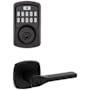 Kwikset Tripoli Single Cylinder Keyed Entry Lever Set and Electronic Keyless Entry Deadbolt Combo Pack with SmartKey from the Aura Collection Matte Black