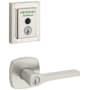 Kwikset Tripoli Single Cylinder Keyed Entry Lever Set and Electronic Keyless Entry Deadbolt Combo Pack with SmartKey from the Halo Collection Satin Nickel