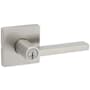 Kwikset Halifax Single Cylinder Storeroom Door Lever Set with Square Rose and SmartKey Satin Nickel