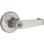 Kwikset Kingston Keyed Entry Storeroom Door Lever Set with Round Rose and SmartKey from the Light Commercial Collection Satin Nickel