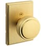 Kwikset Sora Non-Turning One-Sided Dummy Door Knob with Rectangle Rose Satin Brass