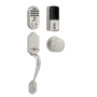 Kwikset 938 Halo Electronic Keypad WiFi Enabled Deadbolt with Arlington Handleset and Hancock Interior Knob Combo Pack with SmartKey Satin Nickel