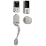 Kwikset 939 Halo Electronic Touchscreen WiFi Enabled Deadbolt with Arlington Handleset and Hancock Interior Knob Combo Pack with SmartKey Satin Nickel