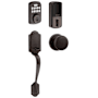 Kwikset 942 Aura Electronic Keypad Deadbolt with Arlington Handleset and Hancock Interior Knob Combo Pack with SmartKey and Bluetooth Technology Venetian Bronze
