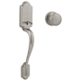 Kwikset Arlington Lower Handleset with Hancock Interior Knob for use with Kwikset Deadbolts Satin Nickel