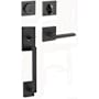 Kwikset San Clemente Sectional Single Cylinder Keyed Entry Handleset with Halifax Interior Lever and SmartKey Matte Black