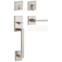Kwikset San Clemente Sectional Single Cylinder Keyed Entry Handleset with Halifax Interior Lever and SmartKey Satin Nickel