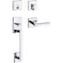 Kwikset San Clemente Sectional Single Cylinder Keyed Entry Handleset with Halifax Interior Lever and SmartKey Polished Chrome